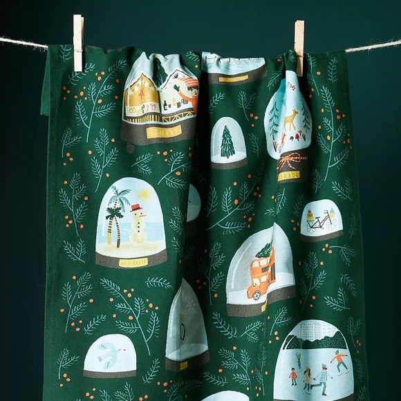 NWT Joy To The World Holiday Snow Globe Dish Towel from Anthropologie - Picture 2 of 6